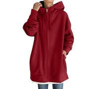 Sudaderas Mujer con Capucha Chaqueta Mujer Invierno Jersey Ofertas Flash del Dia Mujer - Sweater Borreguito Talla Grande Running Ropa Deportiva Color Sólido Sweatshirt(Rojo,L)