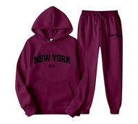 Sudaderas Mujer Con Capucha - Conjunto De Sudadera Y PantalóN Deportivo Con Estampado De Letras Para Parejas Unisex Con TemáTica De Nueva York Ropa Informal CháNdal CóModo Y Elegante Con Capucha