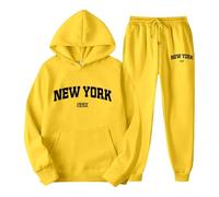 Sudaderas Mujer Con Capucha - Conjunto De Sudadera Y PantalóN Deportivo Con Estampado De Letras Para Parejas Unisex Con TemáTica De Nueva York Ropa Informal CháNdal CóModo Y Elegante Con Capucha
