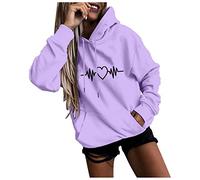 Sudaderas Mujer con Capucha Invierno Ropa Deportiva Ofertas Flash del Día Premium Hoy - Sweatshirt Talla Grande Elegante Personalizada Jersey Color Sólido (Púrpura,XL)