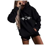 Sudaderas Mujer con Capucha Jersey Mujer Invierno Ropa Deporte Regalos para Profesoras - Sweater Elegante Personalizada Borreguito Ropa Deportiva Color Sólido Jersey(Negro,M)