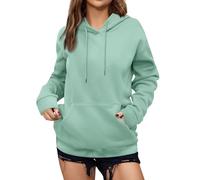 Sudaderas Mujer con Capucha Ropa Mujer Invierno Sweatshirt Regalos para Profesoras - Jersey Polar Elegante Talla Grande Ropa Deporte Color Sólido Sweater(Menta Verde,M)