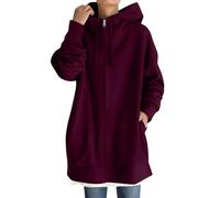 Sudaderas Mujer con Capucha Ropa Mujer Invierno Sweatshirt Regalos para Profesoras - Ropa Deportiva Polar Talla Grande Borreguito Jersey Color Sólido Sweater(Morado Oscuro,5XL)