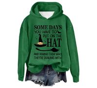 Sudaderas Mujer con Capucha, Sudadera Halloween con Capucha Moda Divertido Letras Impresas Monocromática Deportes Top Manga Larga Cuello Redondo Hip Hop Básico Carnaval Festival Temáticas Hoodie