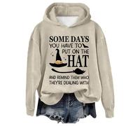 Sudaderas Mujer con Capucha - Sudadera Halloween con Capucha Moda Divertido Letras Impresas Monocromática Deportes Top Manga Larga Cuello Redondo Hip Hop Básico Carnaval Festival Temáticas Hoodie