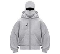 Sudaderas Mujer con Cremallera Completa, Sudadera Balaclava con Bolsillo Delantero, Corte Holgado Oversize, Material Cómodo para Look Casual de Callejero y Paseos Diarios