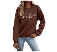 Sudaderas Mujer Manga Larga Cuello Redondo Sudadera sin Capucha Amplio Básico Chic Deportes Mujer Top Sudadera Informal de Manga Regular con Estampado de Letras