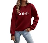 Sudaderas Mujer Manga Larga Cuello Redondo Sudadera sin Capucha Amplio Básico Chic Deportes Mujer Top Sudadera Informal de Manga Regular con Estampado de Letras