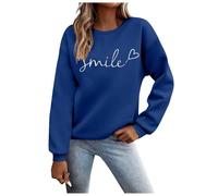 Sudaderas Mujer Manga Larga Cuello Redondo Sudadera sin Capucha Amplio Básico Chic Deportes Mujer Top Sudadera Informal de Manga Regular con Estampado de Letras