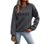 Sudaderas Mujer Manga Larga Cuello Redondo Sudadera sin Capucha Amplio Básico Chic Deportes Mujer Top Sudadera Informal de Manga Regular con Estampado de Letras