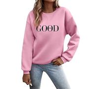 Sudaderas Mujer Manga Larga Cuello Redondo Sudadera sin Capucha Amplio Básico Chic Deportes Mujer Top Sudadera Informal de Manga Regular con Estampado de Letras