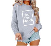 Sudaderas Mujer Personalizada Jersey para Personalizar Delante y Detras - Regalos Personalizados Tus Fotos y Textos A Todo Manga Larga Tops Largo Fiesta Casual Uniformes Sociedades