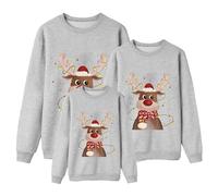 Sudaderas Navideñas Familiares Suéter Familia Invierno Jersey Navideño Familiar Manga Larga Pullover Mujer Hombre Niño Niña Chica Chico Christmas Jumper Blusas Cuello Redondo Tops Talla Grande#A34