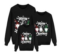 Sudaderas Navideñas Familiares Suéter Familia Invierno Jersey Navideño Familiar Manga Larga Pullover Mujer Hombre Niño Niña Chica Chico Christmas Jumper Blusas Cuello Redondo Tops Talla Grande 01