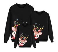Sudaderas Navideñas Familiares Suéter Familia Invierno Jersey Navideño Familiar Manga Larga Pullover Mujer Hombre Niño Niña Chica Chico Christmas Jumper Blusas Cuello Redondo Tops Talla Grande 01