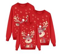Sudaderas Navideñas Familiares Suéter Familia Invierno Jersey Navideño Familiar Manga Larga Pullover Mujer Hombre Niño Niña Chica Chico Christmas Jumper Blusas Abrigo Tops Talla Grande