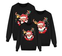 Sudaderas Navideñas Familiares Suéter Familia Invierno Jersey Navideño Familiar Manga Larga Pullover Mujer Hombre Niño Niña Chica Chico Christmas Jumper Blusas Cuello Redondo Tops Talla Grande