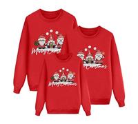 Sudaderas Navideñas Familiares Suéter para Mamá Familia Invierno Navideño Familiar Manga Larga Pullover Mujer Hombre Niño Niña Chica Christmas Blusas Cuello Redondo Tops Ropa de Navidad (A04-Red, S)