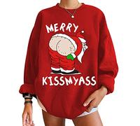 Sudaderas Navideñas Jersey Navideño Mujer Jersey Navidad Jerseys Jerséis Navideños Mujer Sudadera Suéter Navidad Mujer Funny Merry Christmas Jersey Feo Reno Friki Sweatshirt Personalizados Rojo XS