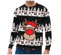 Sudaderas navideñas para hombre, divertidas sudaderas con estampado de | Sudadera vintage ligera de Navidad para hombre, para senderismo, cuello redondo, estampado de muñeco de nieve, ropa de calle