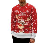 Sudaderas Navideñas Sudadera para Hombres Navidad Reno Suéter Originales Jersey Christmas Pullover Sweatshirt Informales Manga Larga Sudaderas Elegante Suave y Confortable