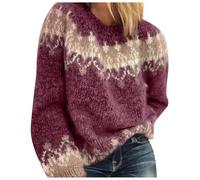 Sudaderas NavideñAs-SuéTer NavideñO Women Christmas Casual High Fleece Thick Winter Print Loose Pullover Knit Sweater Top (XXXL)