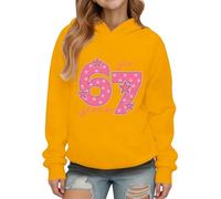 Sudaderas Niño Práctica Sudadera Con Capucha Sin Bolsillo Para Niños Y Niñas Con Estampado De Helado Y Número 67, Moda Personalizada, Otoño-Invierno, Celebraciones, Detalles Finos, Medidas 2-14 Años