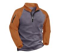 Sudaderas para hombre, con cremallera de un cuarto, de retazos, de manga larga, para exteriores, cuello alto, abrigos cálidos de invierno, naranja, S