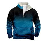 Sudaderas para hombre con cremallera de un cuarto del Reino Unido, sudadera con forro polar, manga larga, cuello alto, suéter para calentarse, suelto, abrigos de otoño e invierno, degradado, cómodo