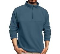 Sudaderas para hombre de manga larga de forro polar con cremallera de un cuarto, cuello alto falso, puños elásticos, suéter cómodo, color sólido, ajuste holgado, ropa deportiva, abrigos, otoño e