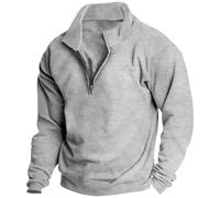 Sudaderas para hombre del Reino Unido - Suéteres de manga larga sin capucha, sudadera informal con cremallera de un cuarto, suéteres cálidos de invierno, blusa clásica con cuello vuelto, blusa para