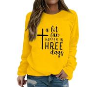 Sudaderas para mujer A Lot Can Happen In Three Days con cuello redondo de manga larga casual para mujer, sudadera casual para otoño e invierno, a la moda, cómoda, amarillo, L