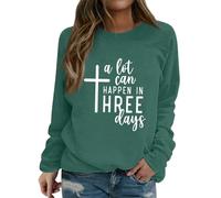Sudaderas para mujer A Lot Can Happen In Three Days con cuello redondo de manga larga casual para mujer, sudadera casual para otoño e invierno, a la moda, cómoda, -, L