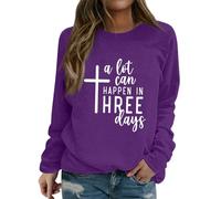 Sudaderas para mujer A Lot Can Happen In Three Days con cuello redondo de manga larga casual para mujer, sudadera casual para otoño e invierno, a la moda, cómoda, Morado (, M