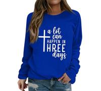 Sudaderas para mujer A Lot Can Happen In Three Days con cuello redondo de manga larga casual para mujer, sudadera casual para otoño e invierno, a la moda, cómoda, azul, S
