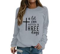 Sudaderas para mujer A Lot Can Happen In Three Days con cuello redondo de manga larga casual para mujer, sudadera casual para otoño e invierno, a la moda, cómoda, gris, XXL