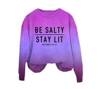 Sudaderas para mujer Be Salty Stay Lit Matthew 5:13 14, cuello redondo, manga larga, sudadera para mujer, casual, cómoda, para invierno, a la moda, Morado (, XL