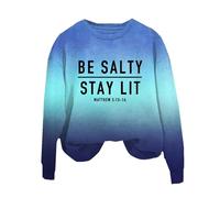 Sudaderas para mujer Be Salty Stay Lit Matthew 5:13 14, cuello redondo, manga larga, sudadera para mujer, casual, cómoda, para invierno, a la moda, azul celeste, M