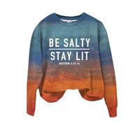 Sudaderas para mujer Be Salty Stay Lit Matthew 5:13 14, cuello redondo, manga larga, sudadera para mujer, casual, cómoda, para invierno, a la moda, naranja, S