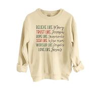 Sudaderas para mujer Believe Like Mary Trust Joseph Hope Shephrds Seek Wise Men Worship Angels Love Jesus, sudadera de cuello redondo para mujer, sudadera de moda para otoño, cómoda, casual de