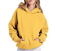 Sudaderas para mujer con cremallera y solapa, chaqueta deportiva de gran tamaño, casual, lisas, con bolsillos (strickjacke damen lang sommer, amarillo, L