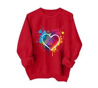 Sudaderas para mujer con cuello redondo y cuello redondo de manga larga para mujer, sudadera de moda, cómoda, para invierno y otoño, Rojo De La Sandía, S