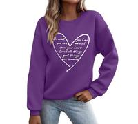 Sudaderas para mujer con diseño de corazón Do What You Love, cuello redondo, manga larga, holgada, casual, para otoño, a la moda, para invierno, cómoda, casual, sudadera para mujer, Morado Oscuro, XL