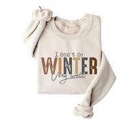 Sudaderas para mujer con texto en inglés "I Don't Do Very Well" de manga larga y cuello redondo para mujer, sudadera de moda, casual, cómoda, para invierno, caqui, S