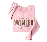 Sudaderas para mujer con texto en inglés "I Don't Do Very Well" de manga larga y cuello redondo para mujer, sudadera de moda, casual, cómoda, para invierno, rosa, S