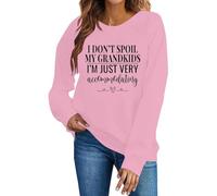 Sudaderas para mujer con texto en inglés "I Don't Spoil My Grandkids Im Just Very Accommodating", cuello redondo, manga larga, para otoño, invierno, moderna, casual, cómoda, rosa, XL