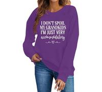 Sudaderas para mujer con texto en inglés "I Don't Spoil My Grandkids Im Just Very Accommodating", cuello redondo, manga larga, para otoño, invierno, moderna, casual, cómoda, Morado (, L