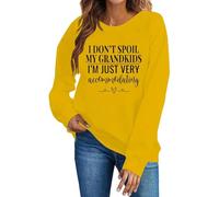 Sudaderas para mujer con texto en inglés "I Don't Spoil My Grandkids Im Just Very Accommodating", cuello redondo, manga larga, para otoño, invierno, moderna, casual, cómoda, amarillo, XL