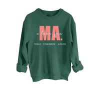 Sudaderas para mujer con texto en inglés "I Love You Ma Today Tomorrow Always" de manga larga para mujer, sudadera moderna para otoño, invierno, casual, cómoda, verde, XXL
