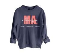 Sudaderas para mujer con texto en inglés "I Love You Ma Today Tomorrow Always" de manga larga para mujer, sudadera moderna para otoño, invierno, casual, cómoda, azul oscuro, XL